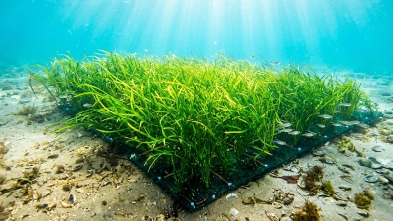 süni dəniz otu, Yeni Zelandiya, balıqlar üçün sığınacaq, okean ekosistemi, dəniz otları, plastik süni otlar, dəniz canlıları, Whangapoua Limanı